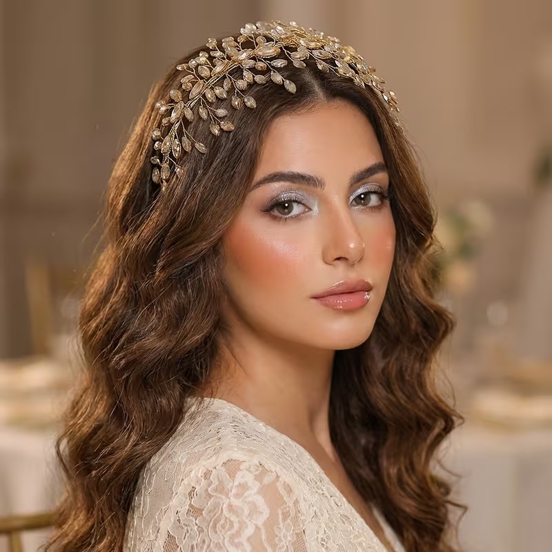 Gold-Tone Rhinestone Branch Headband