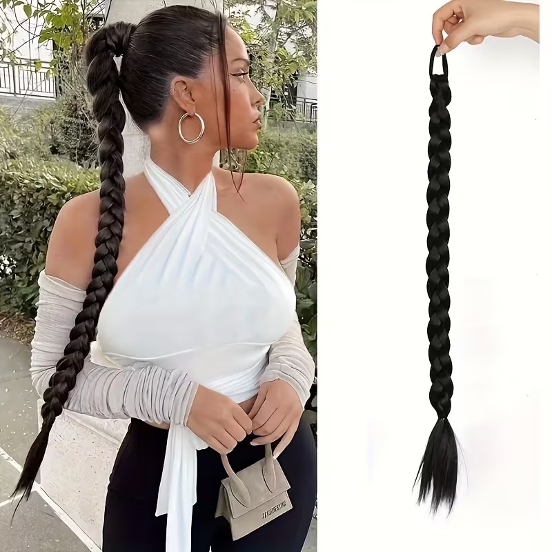Black Braided Ponytail Hair Extension
